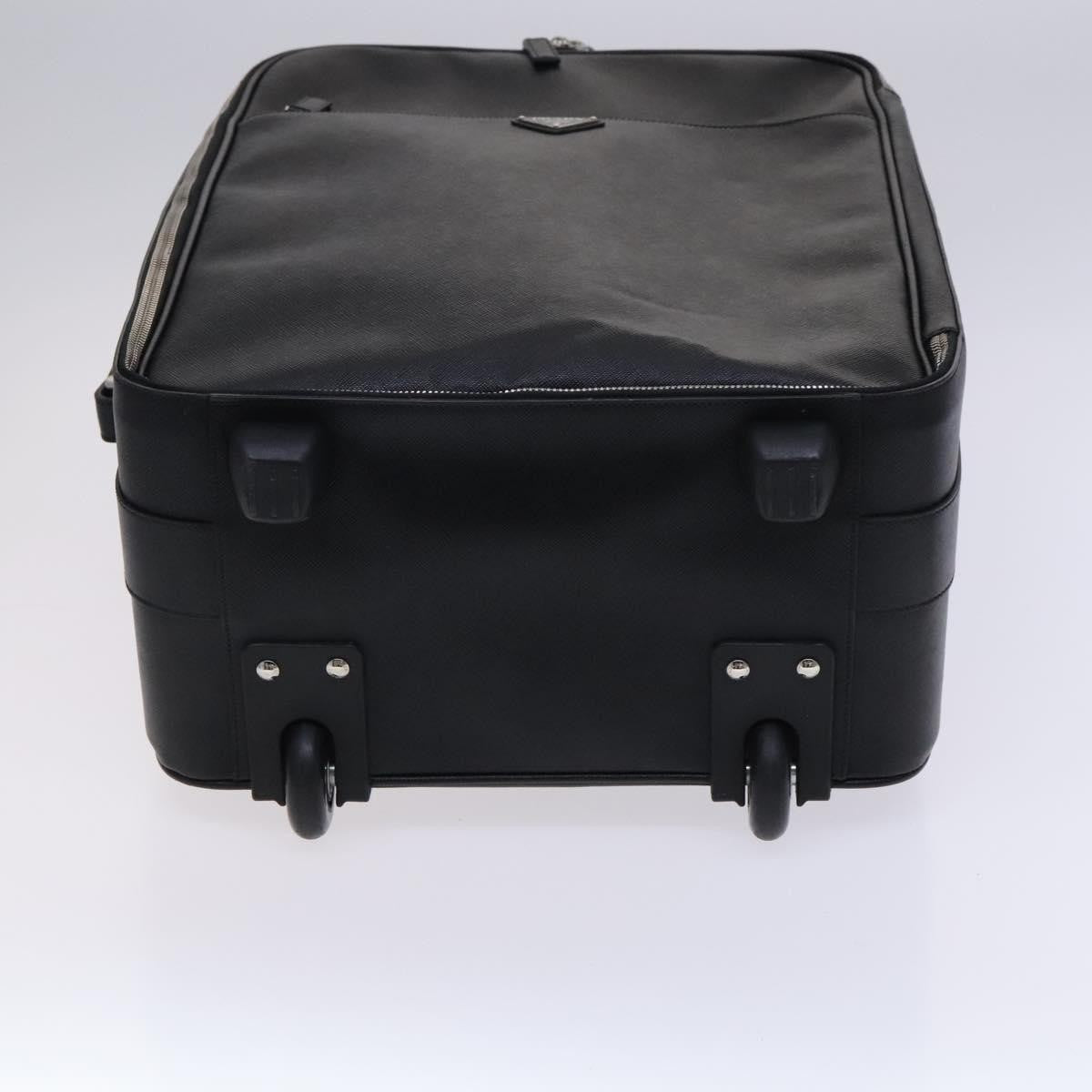 Prada Expandable Front Zip Boston Tessuto Black Leather Travel Bag Bag (Pre-Owned)