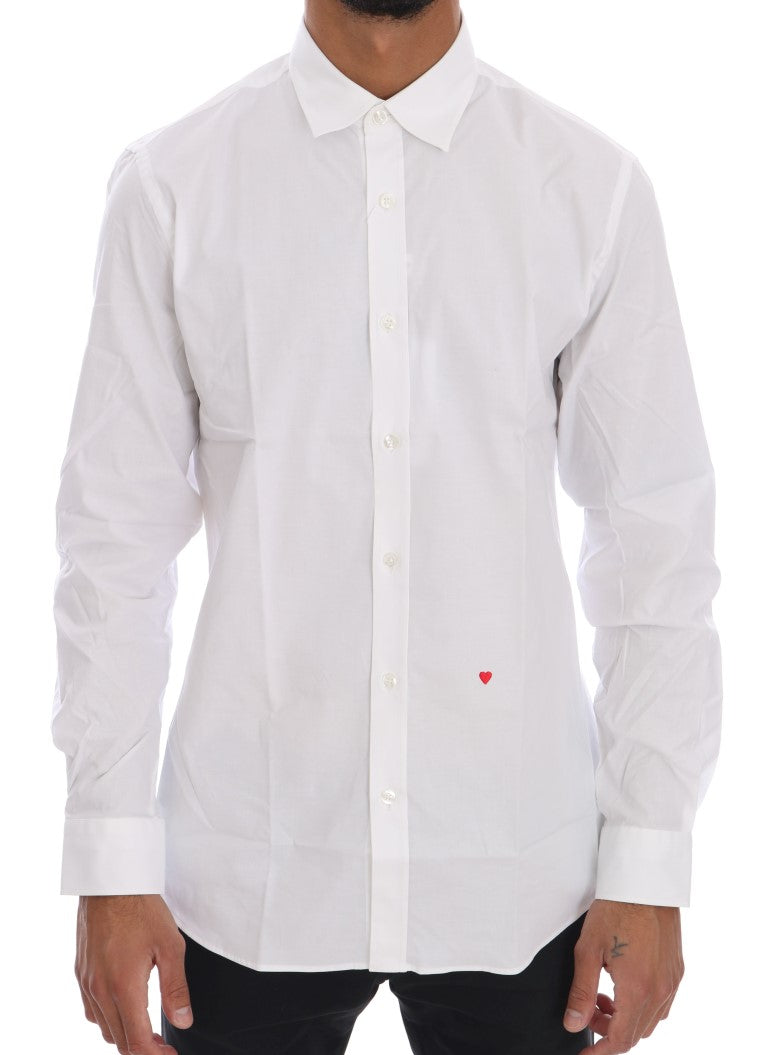 Moschino Elegant White Slim-Fit Cotton Men's Shirt