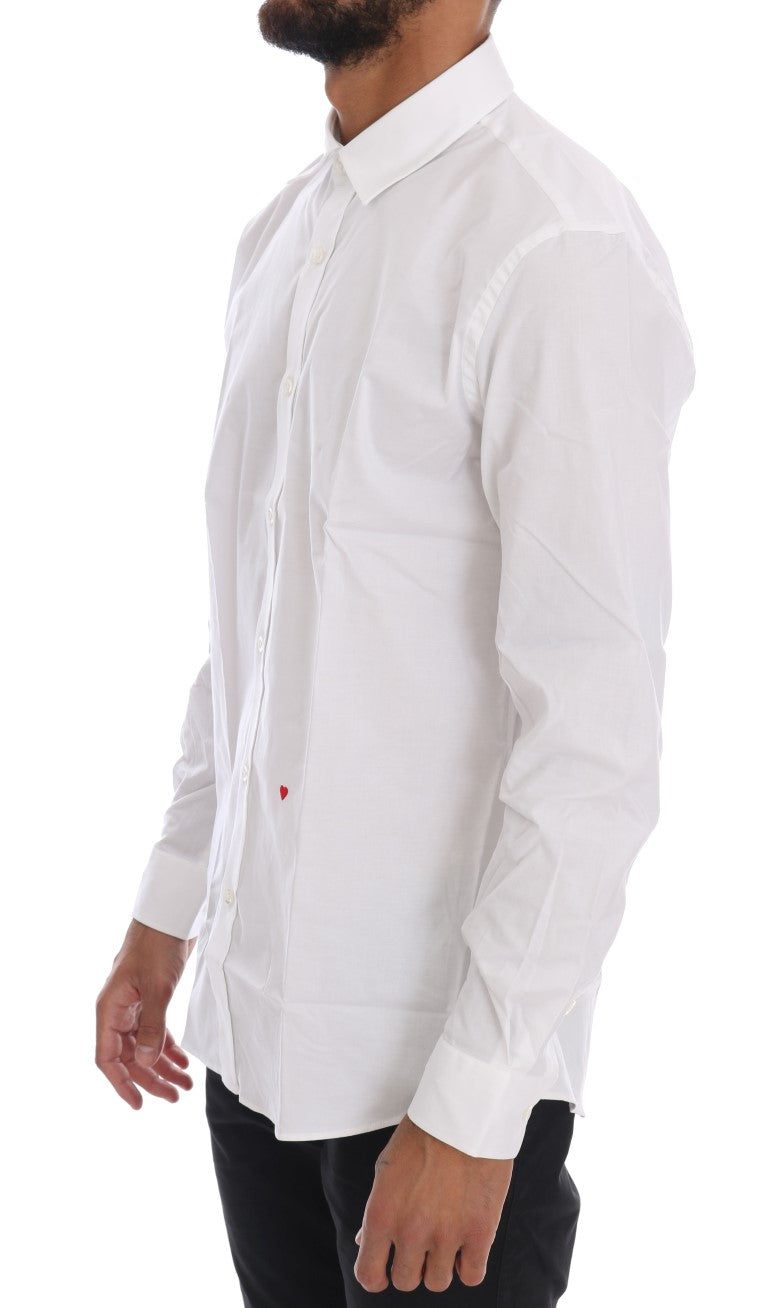 Moschino Elegant White Slim-Fit Cotton Men's Shirt