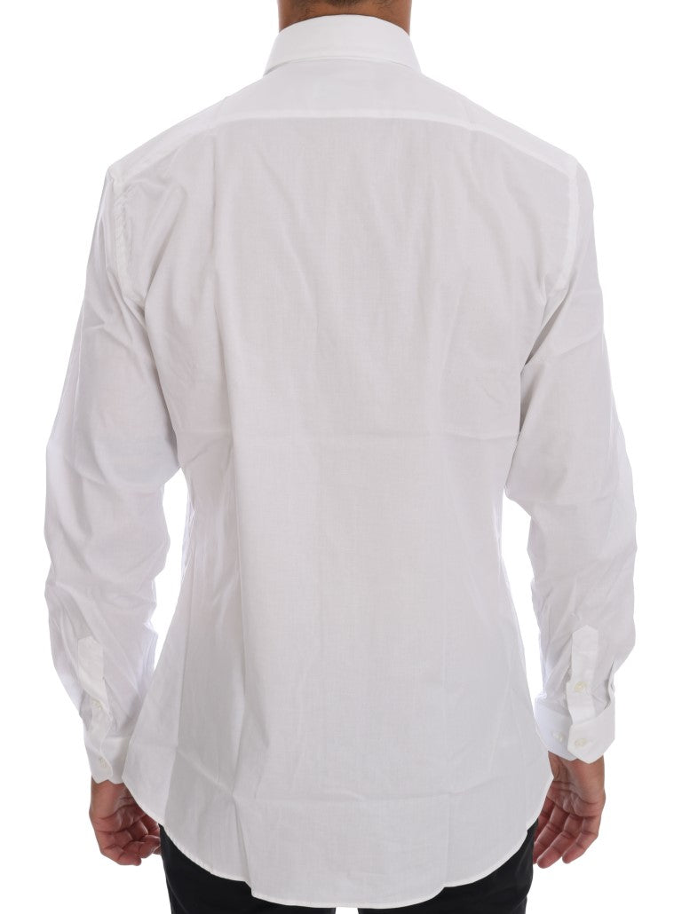 Moschino Elegant White Slim-Fit Cotton Men's Shirt