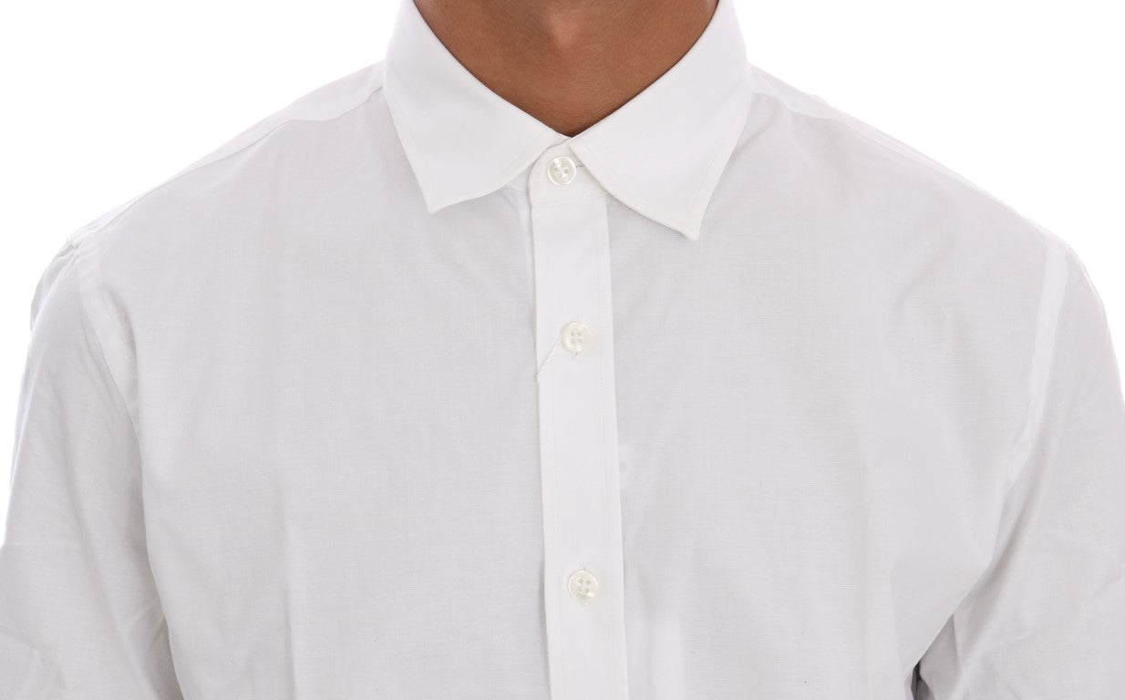 Moschino Elegant White Slim-Fit Cotton Men's Shirt