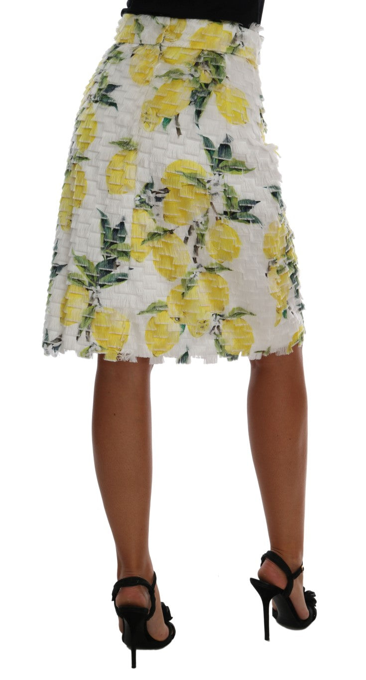 Dolce & Gabbana Lemon Print Fringe Pencil Women's Skirt