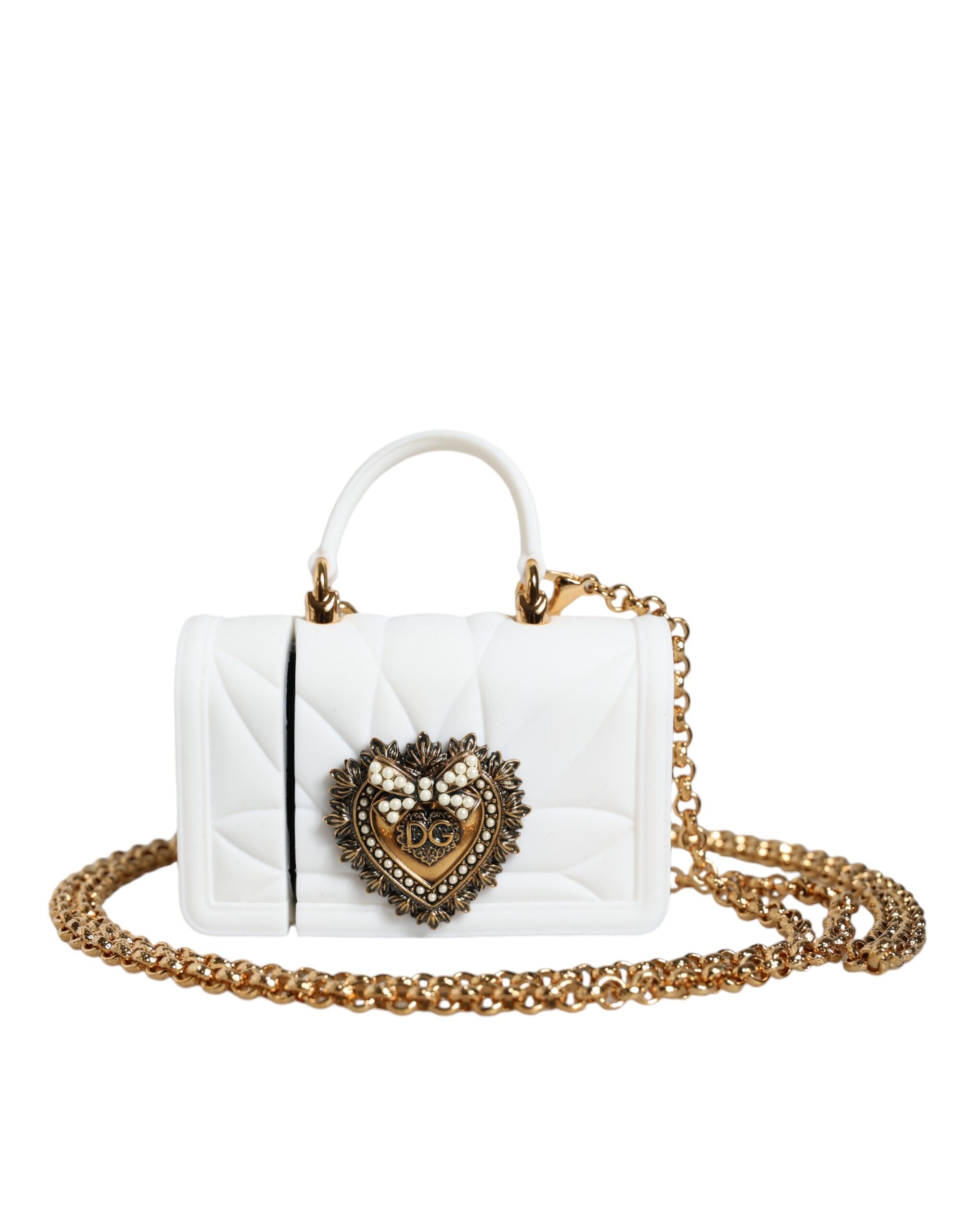 Dolce & Gabbana White Silicone Devotion Heart Cover Hand Bag Airpod Women's Case