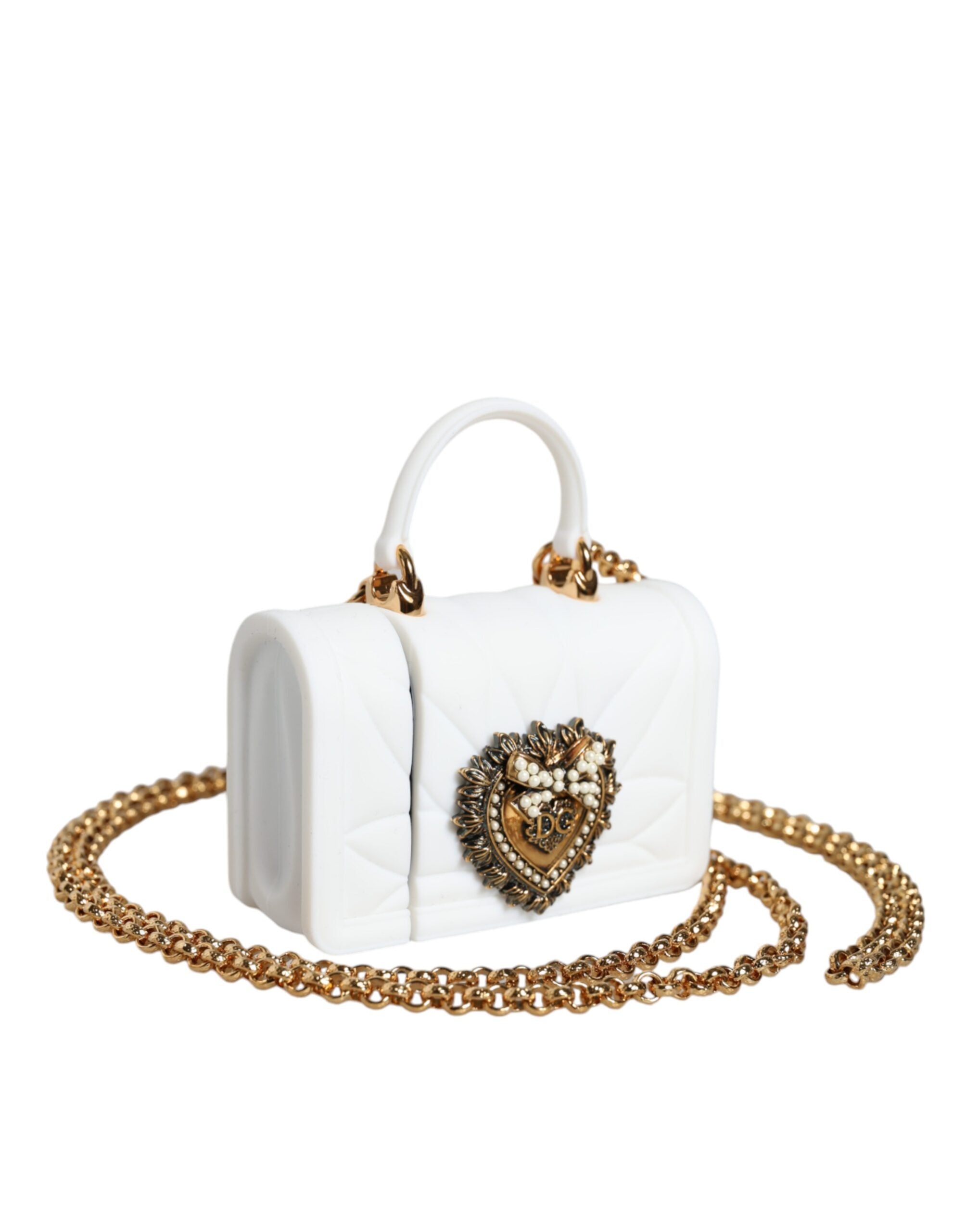 Dolce & Gabbana White Silicone Devotion Heart Cover Hand Bag Airpod Women's Case