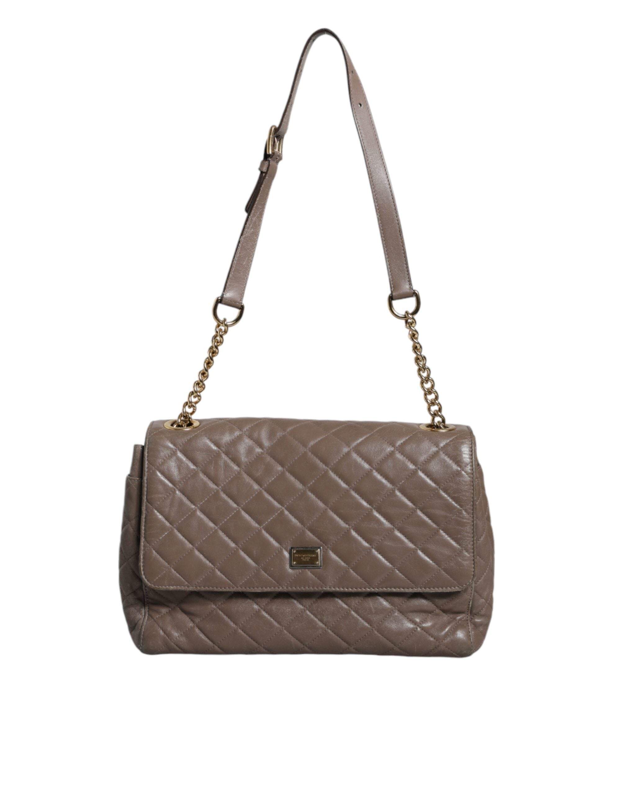Dolce & Gabbana Brown Quilted Leather Shoulder Purse Satchel Women's Bag (Pre-Owned)