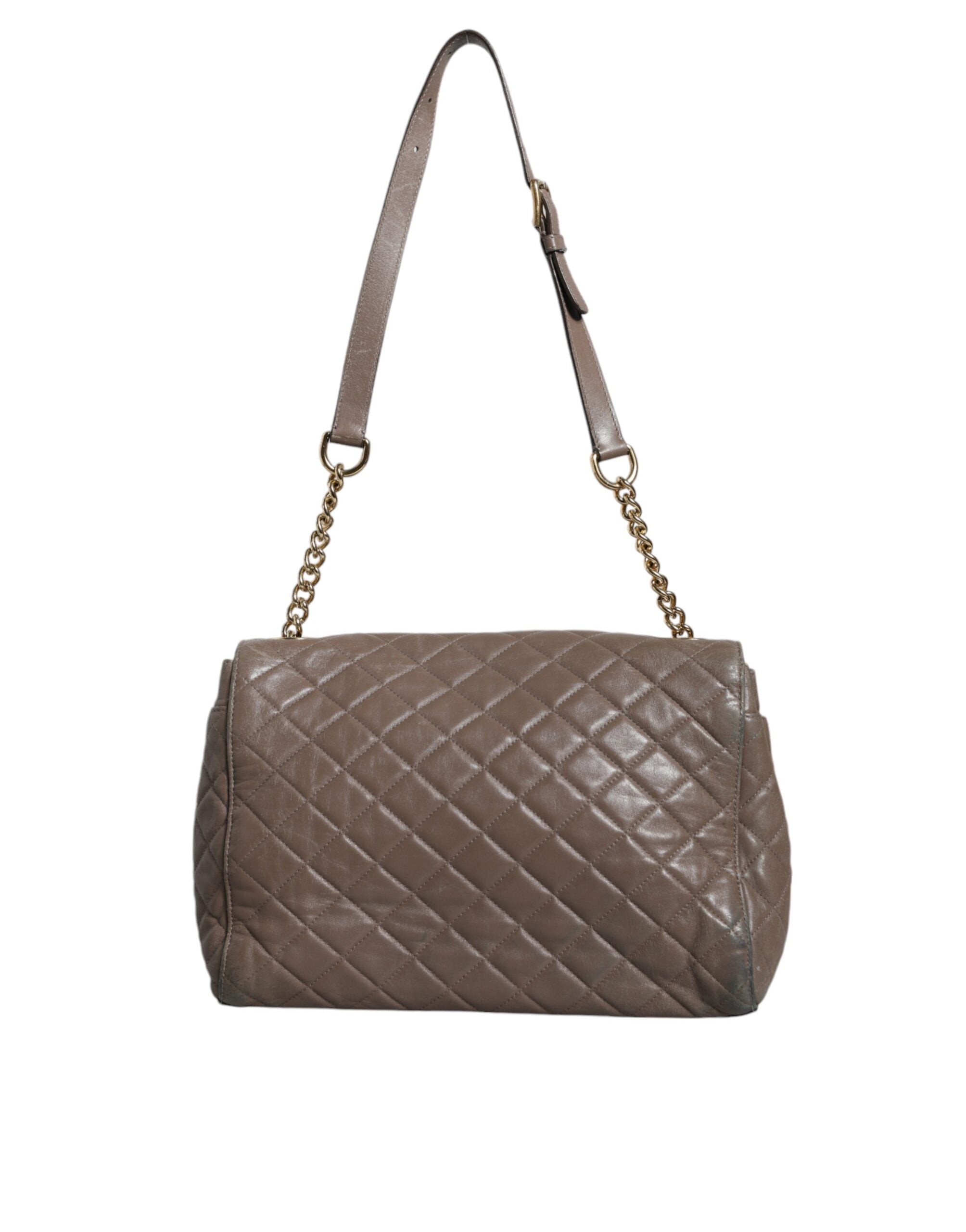 Dolce & Gabbana Brown Quilted Leather Shoulder Purse Satchel Women's Bag (Pre-Owned)