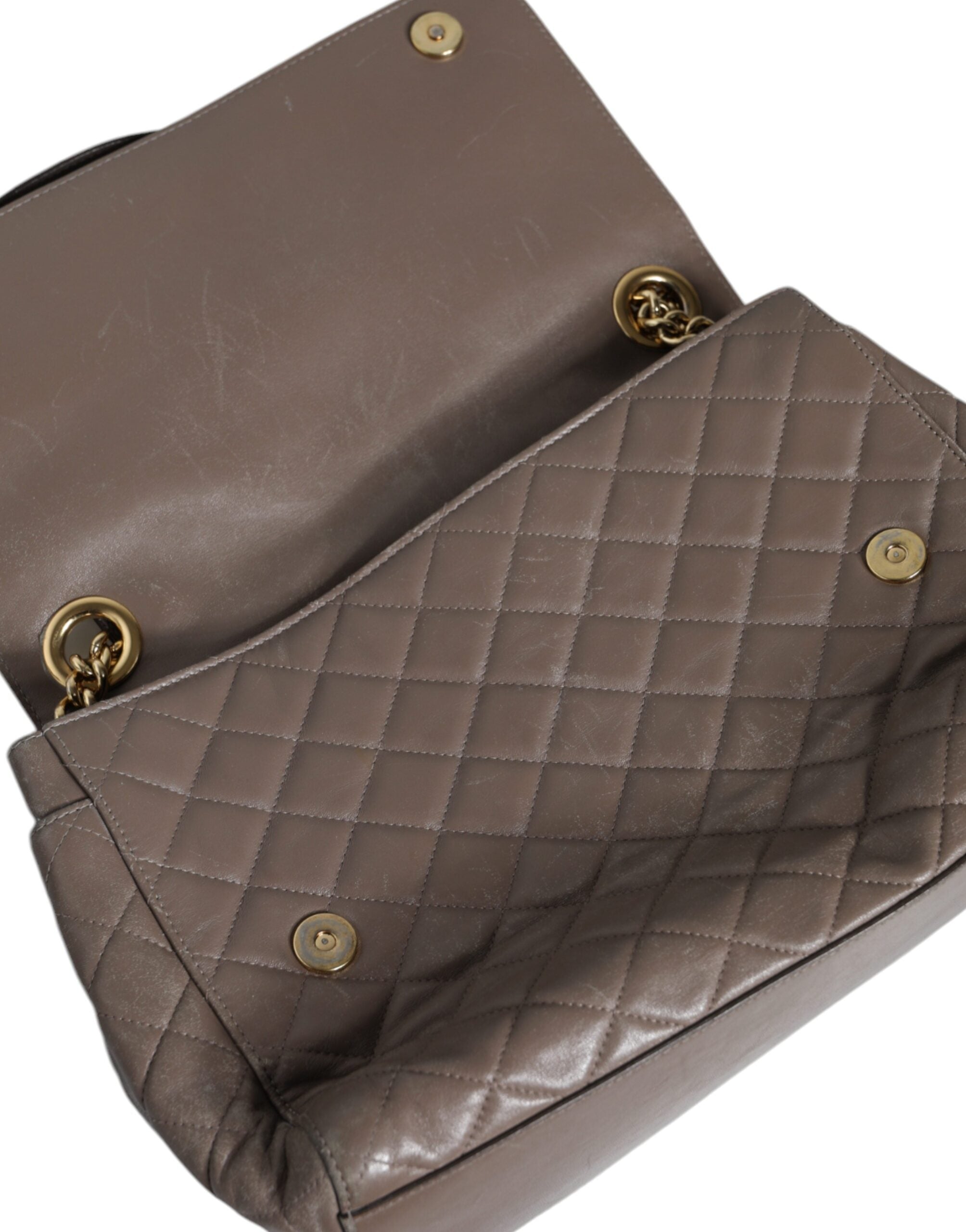 Dolce & Gabbana Brown Quilted Leather Shoulder Purse Satchel Women's Bag (Pre-Owned)