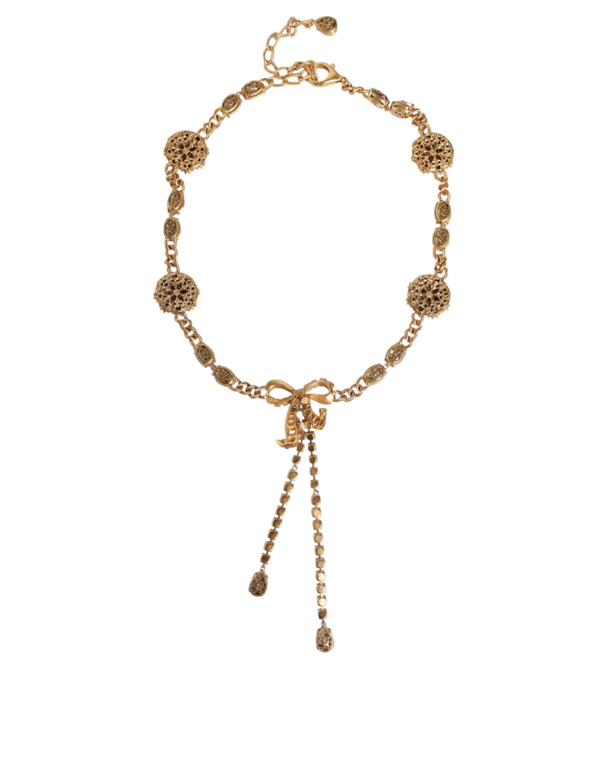 Dolce & Gabbana Gold Tone Brass Crystal Embellished Waist Chain Women's Belt