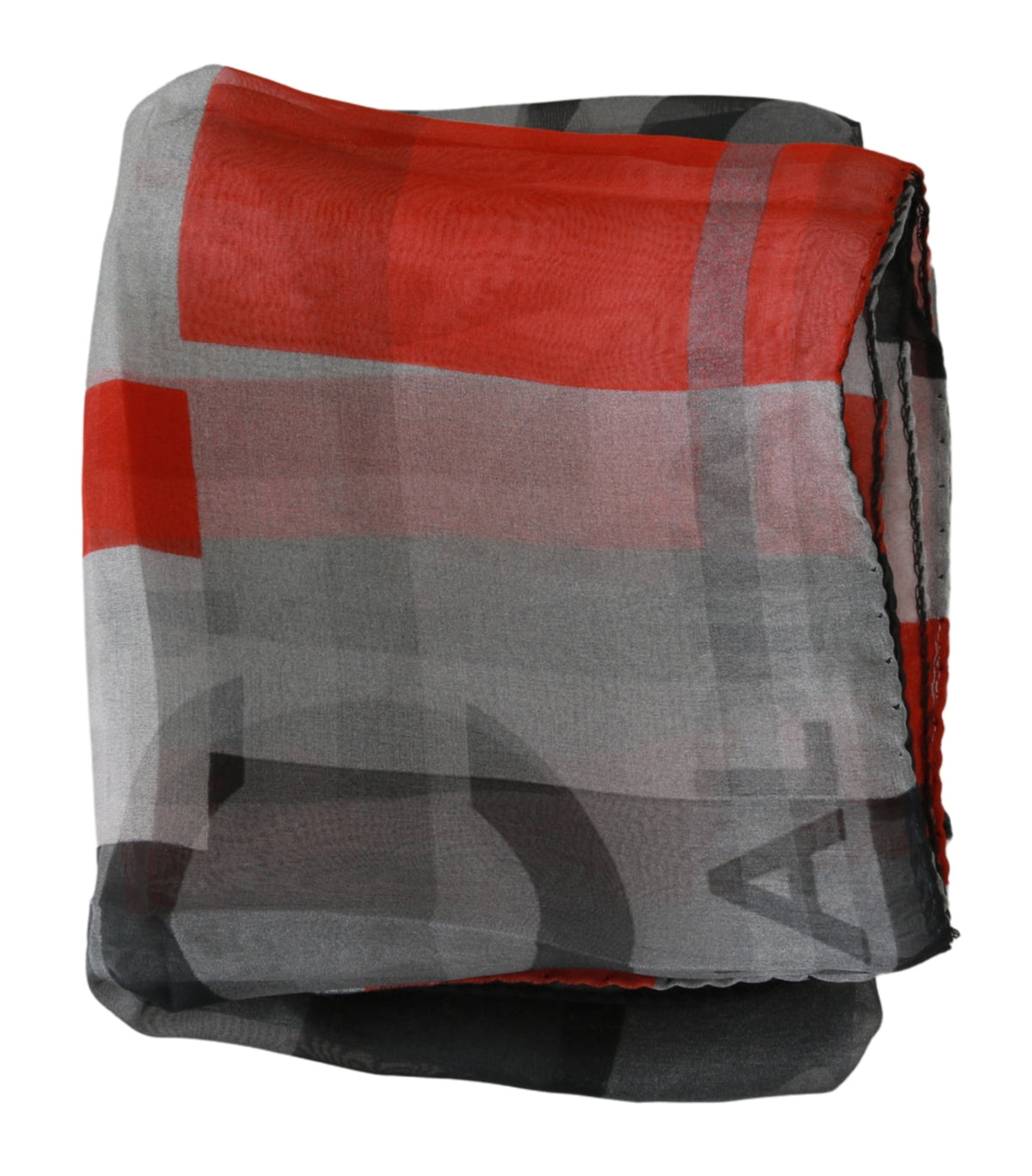 Costume National Gray Red 100% Silk Branded  Scarf