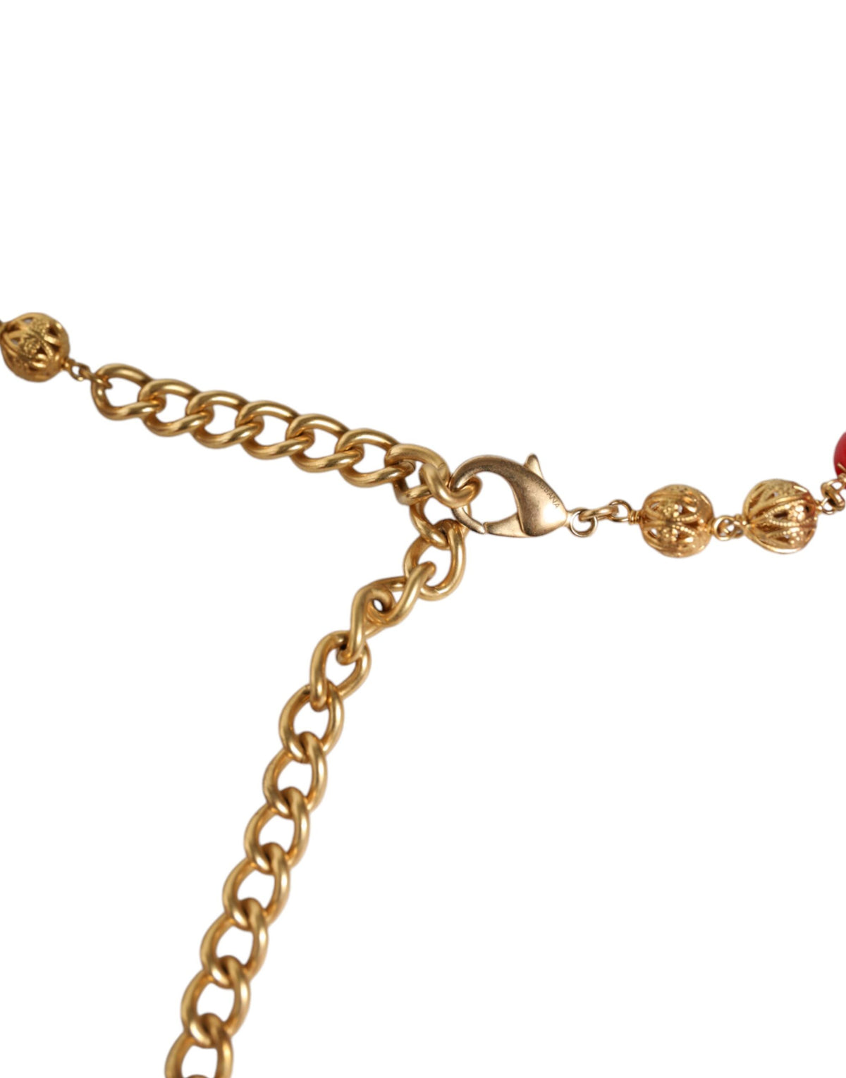 Dolce & Gabbana Gold Brass Red Fur Crystal Waist Torero Women's Belt