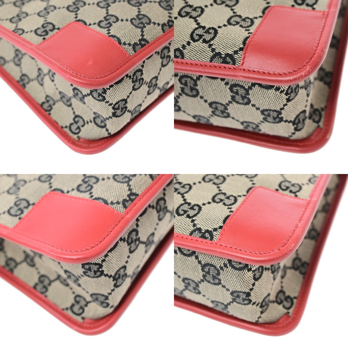 Gucci Vintage Zip Tote Gg Canvas With Leather Gray Canvas Tote Bag Bag (Pre-Owned)