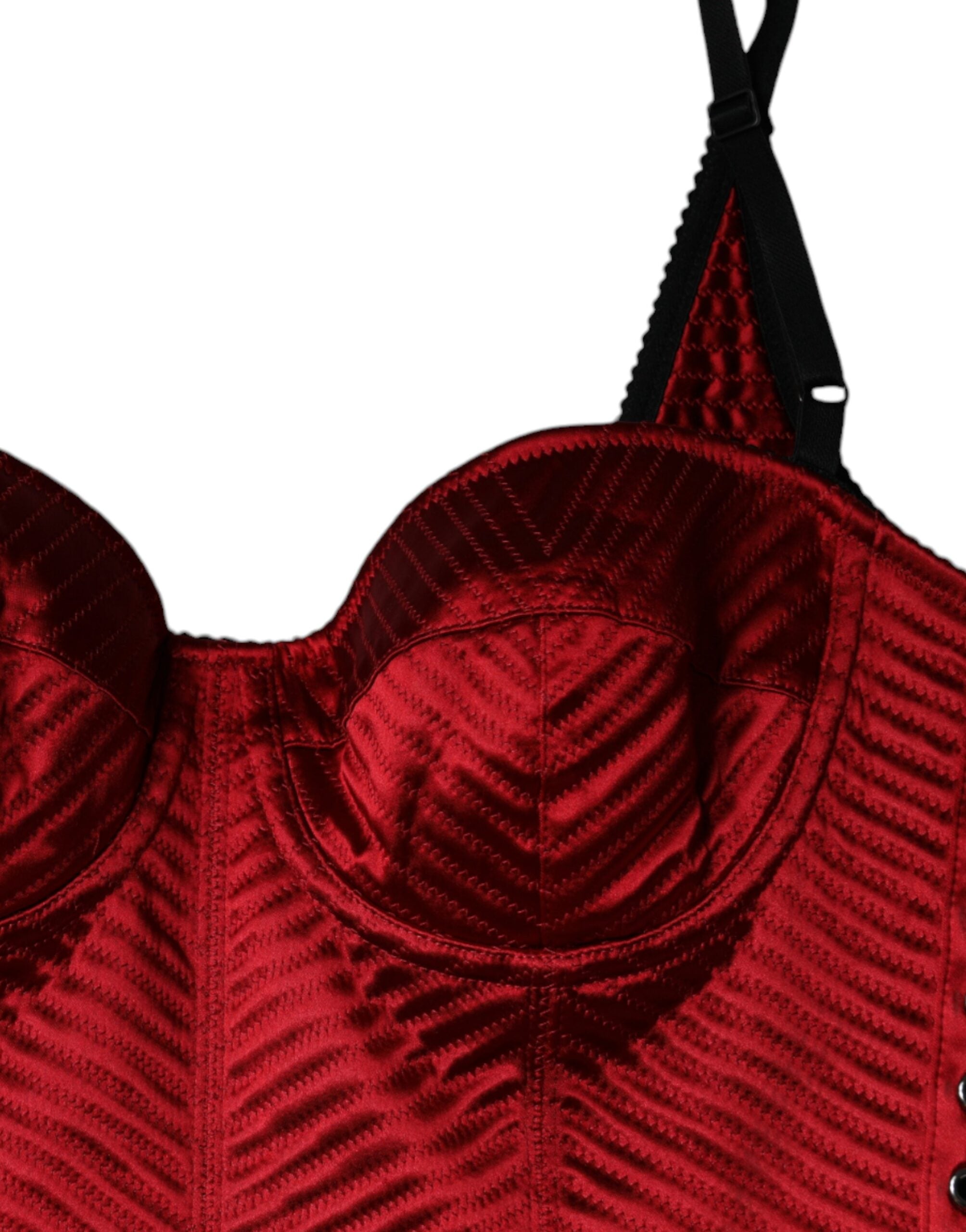 Dolce & Gabbana Red Bustier Corset Lace Bodycon Midi Women's Dress