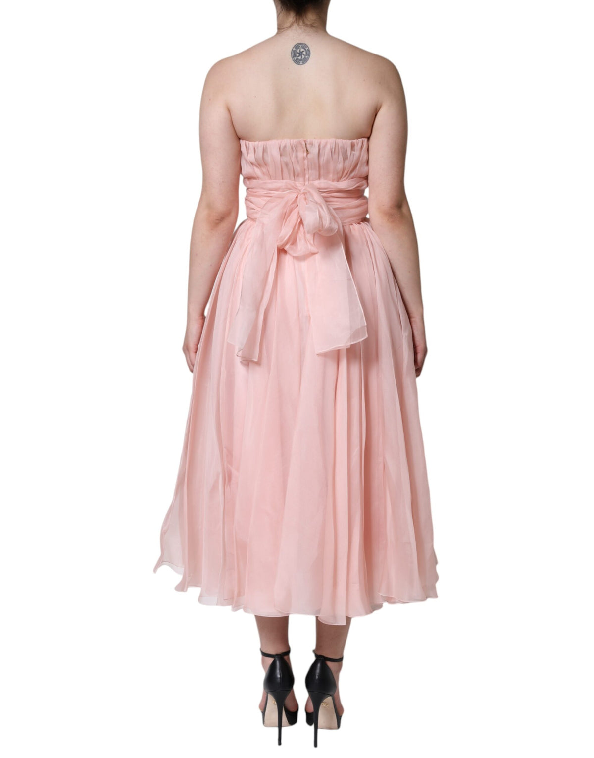 Dolce & Gabbana Pink Silk Strapless Maxi A-line Gown Women's Dress (Pre-Owned)