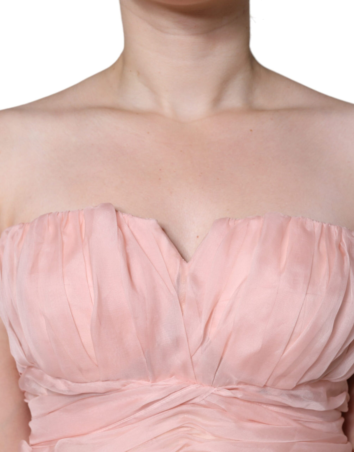 Dolce & Gabbana Pink Silk Strapless Maxi A-line Gown Women's Dress (Pre-Owned)