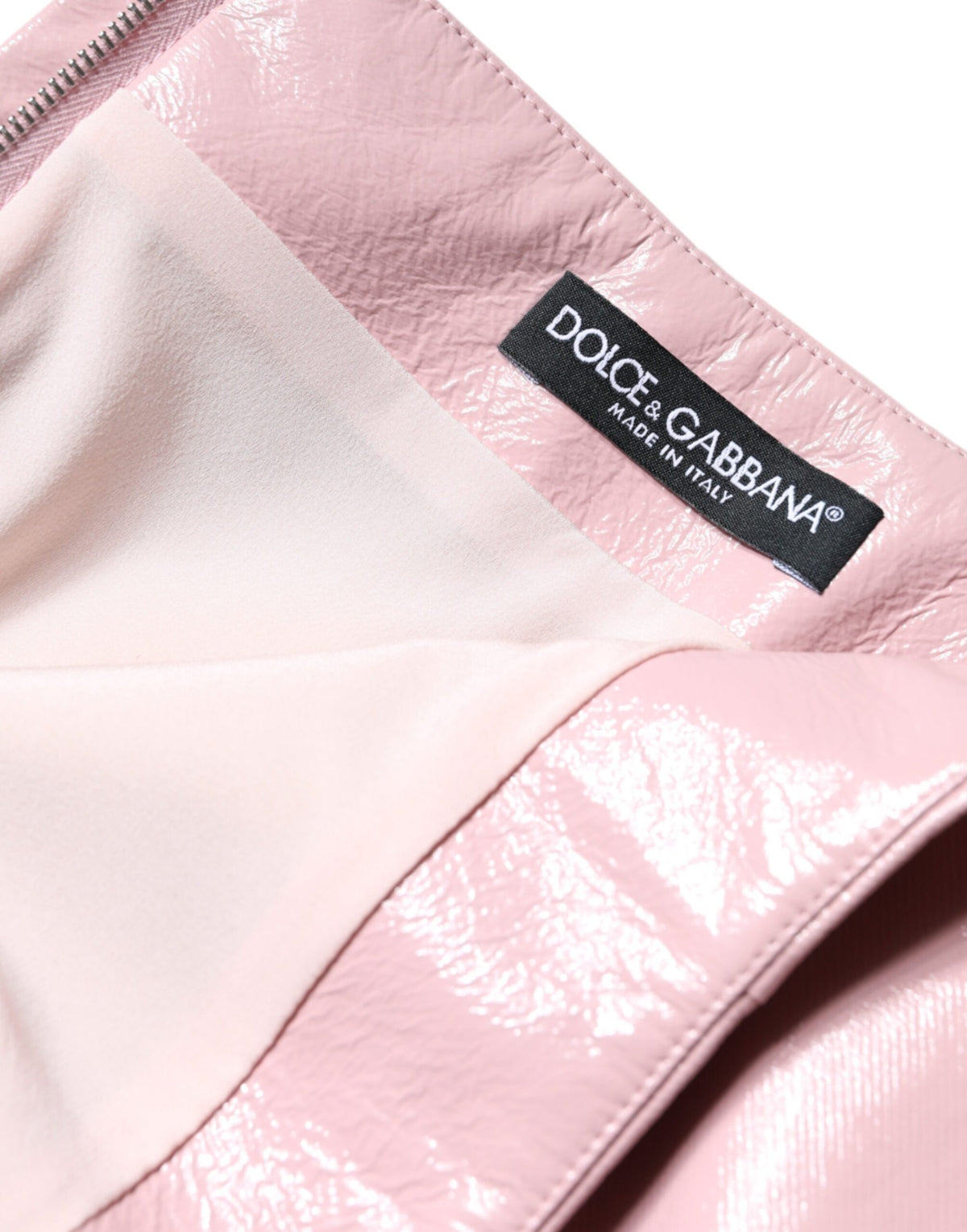 Dolce & Gabbana Glossy Pink Cotton High Waist Mini Women's Skirt (Pre-Owned)