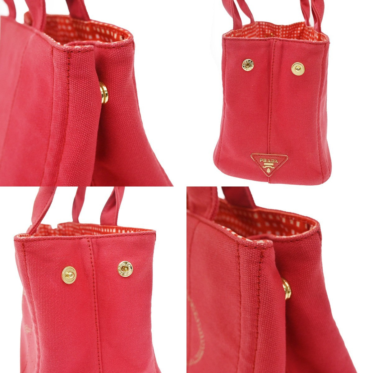 Prada Canapa Canvas Red Canvas Tote Bag Bag (Pre-Owned)