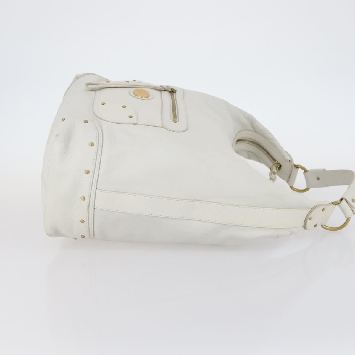 Bally Vintage Leather White Leather Shoulder Bag Bag (Pre-Owned)