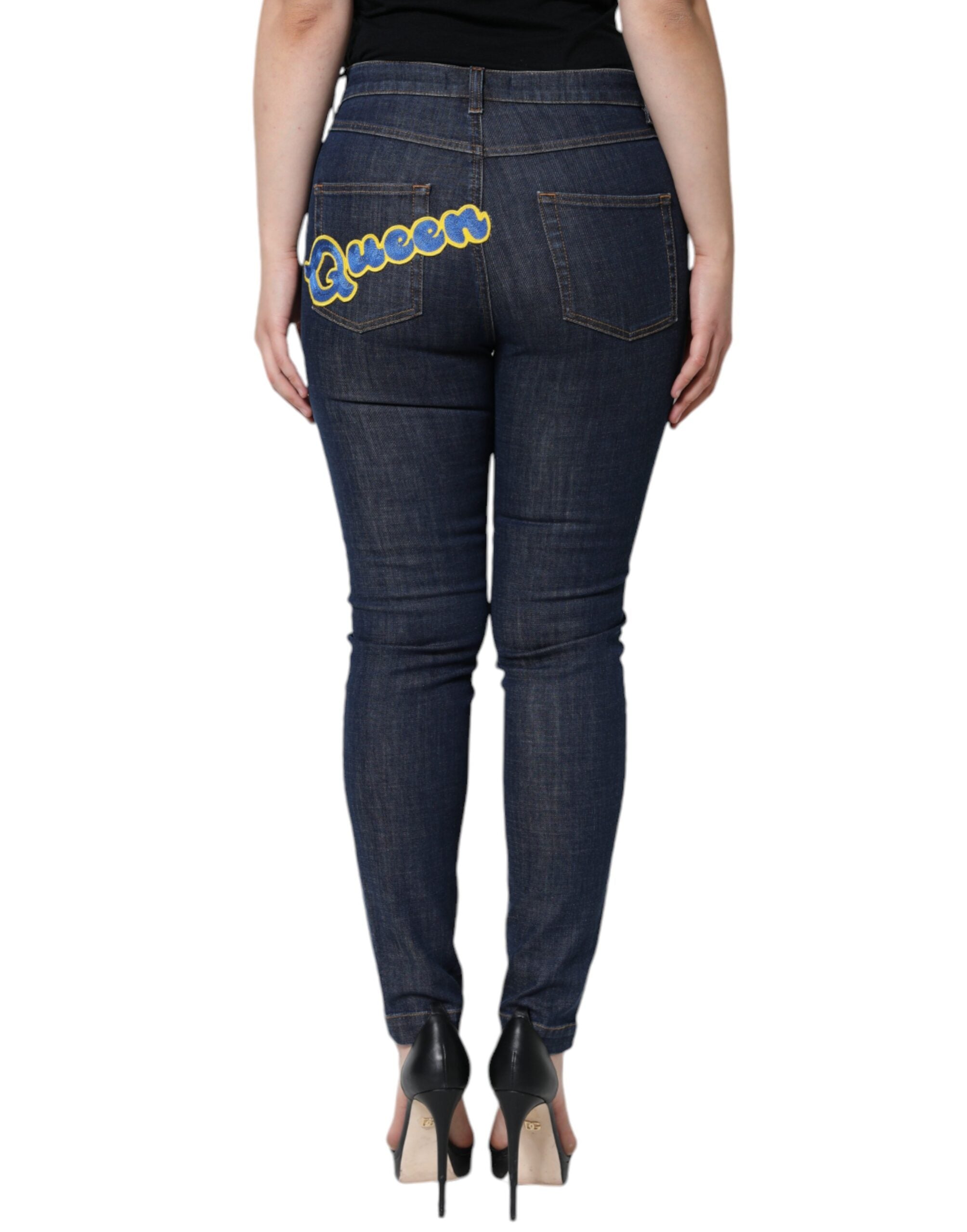 Dolce & Gabbana Dark Blue QUEEN Cotton Skinny Denim Women's Jeans