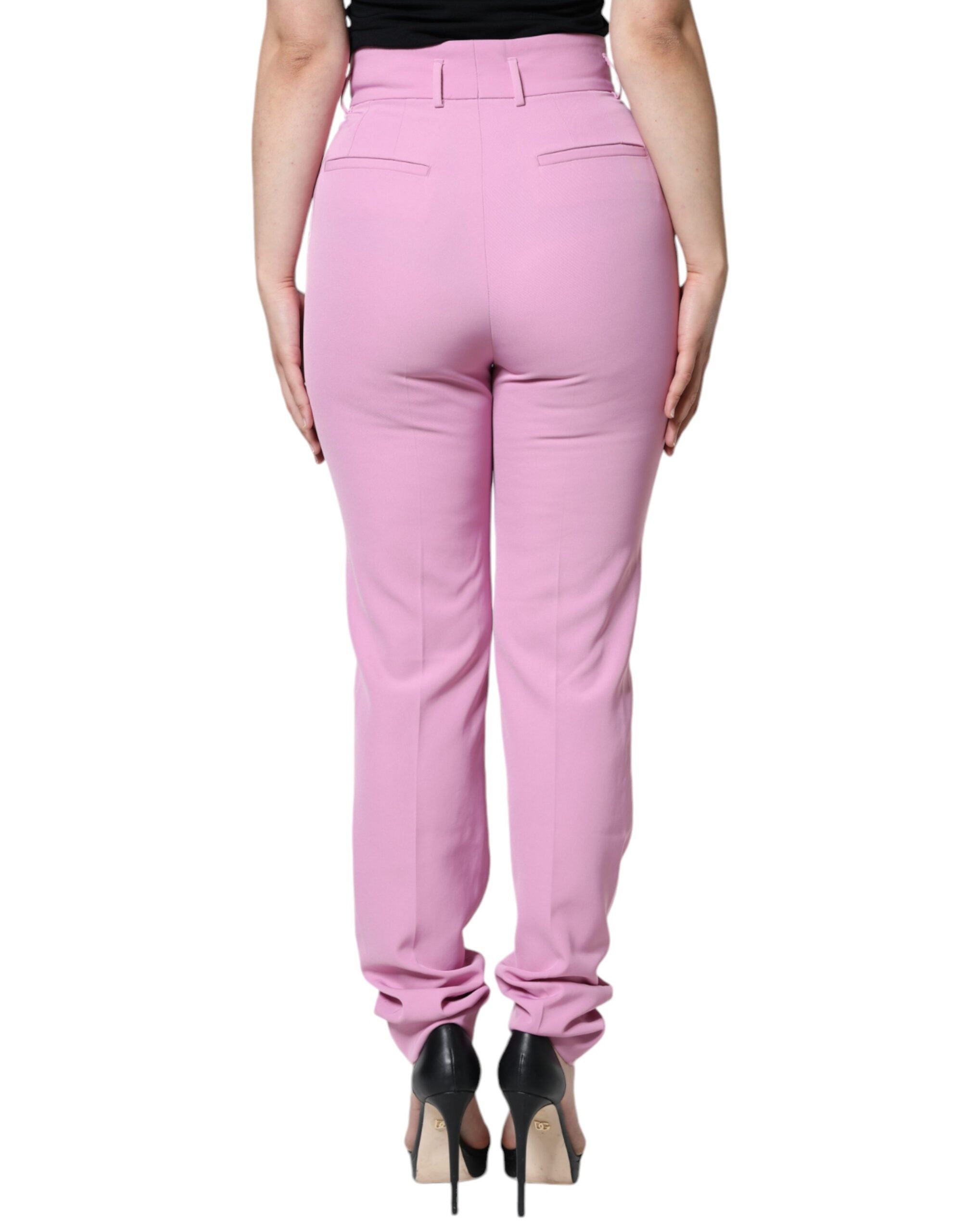 Dolce & Gabbana Pink Polyester High Waist Women Tapered Women's Pants