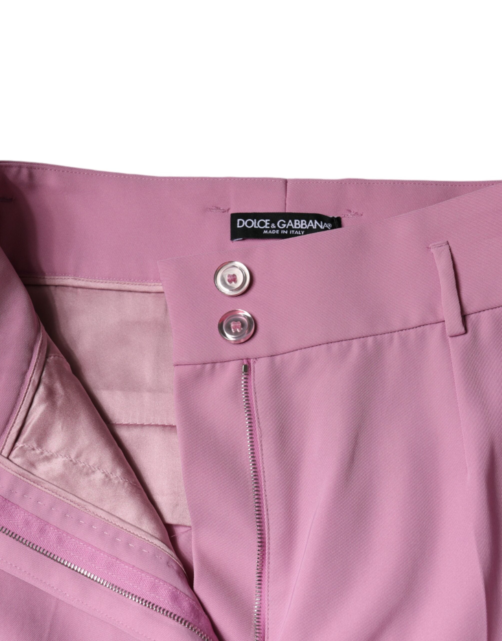Dolce & Gabbana Pink Polyester High Waist Women Tapered Women's Pants