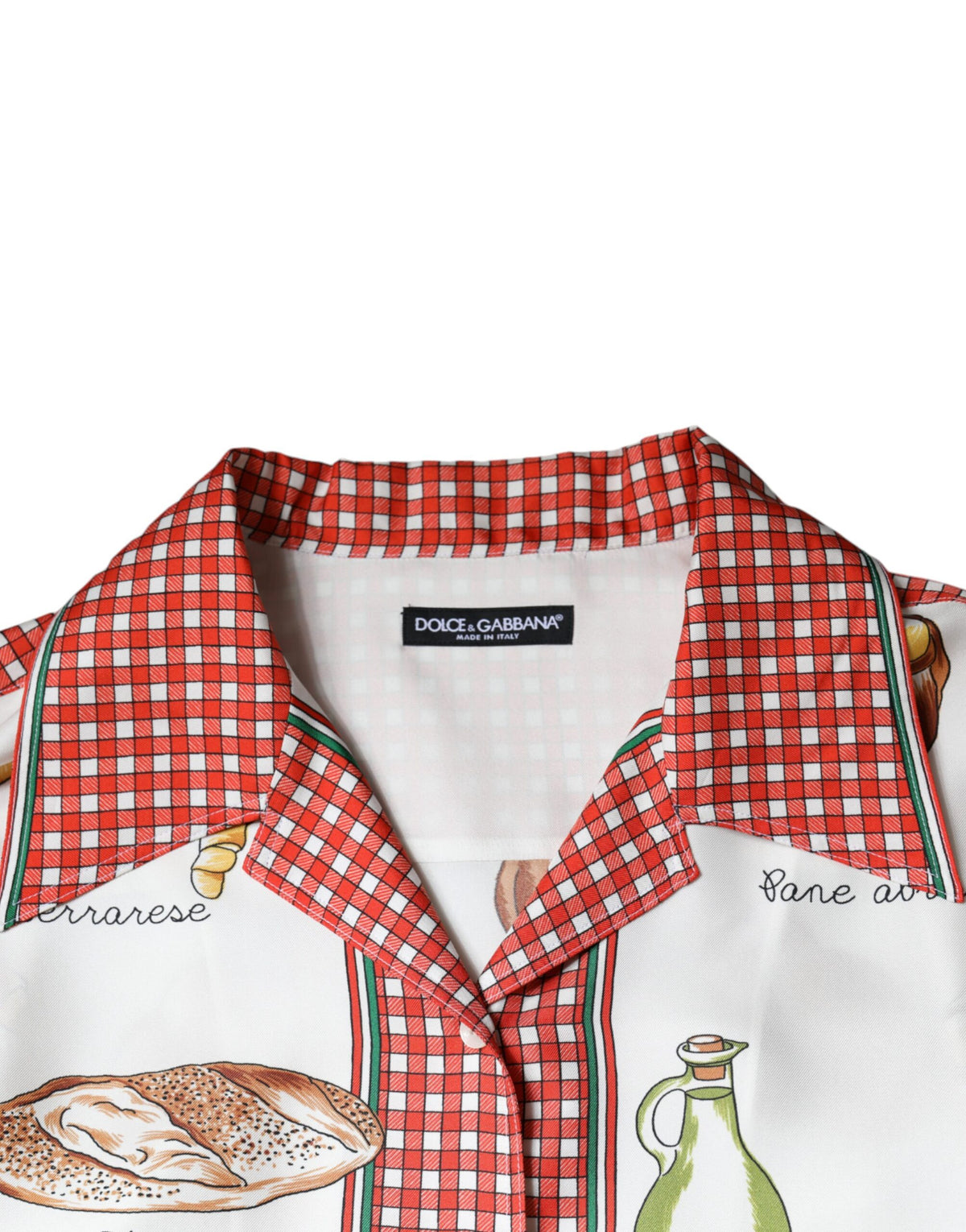 Dolce & Gabbana Multicolor Bread Print Collared Blouse Women's Top (Pre-Owned)