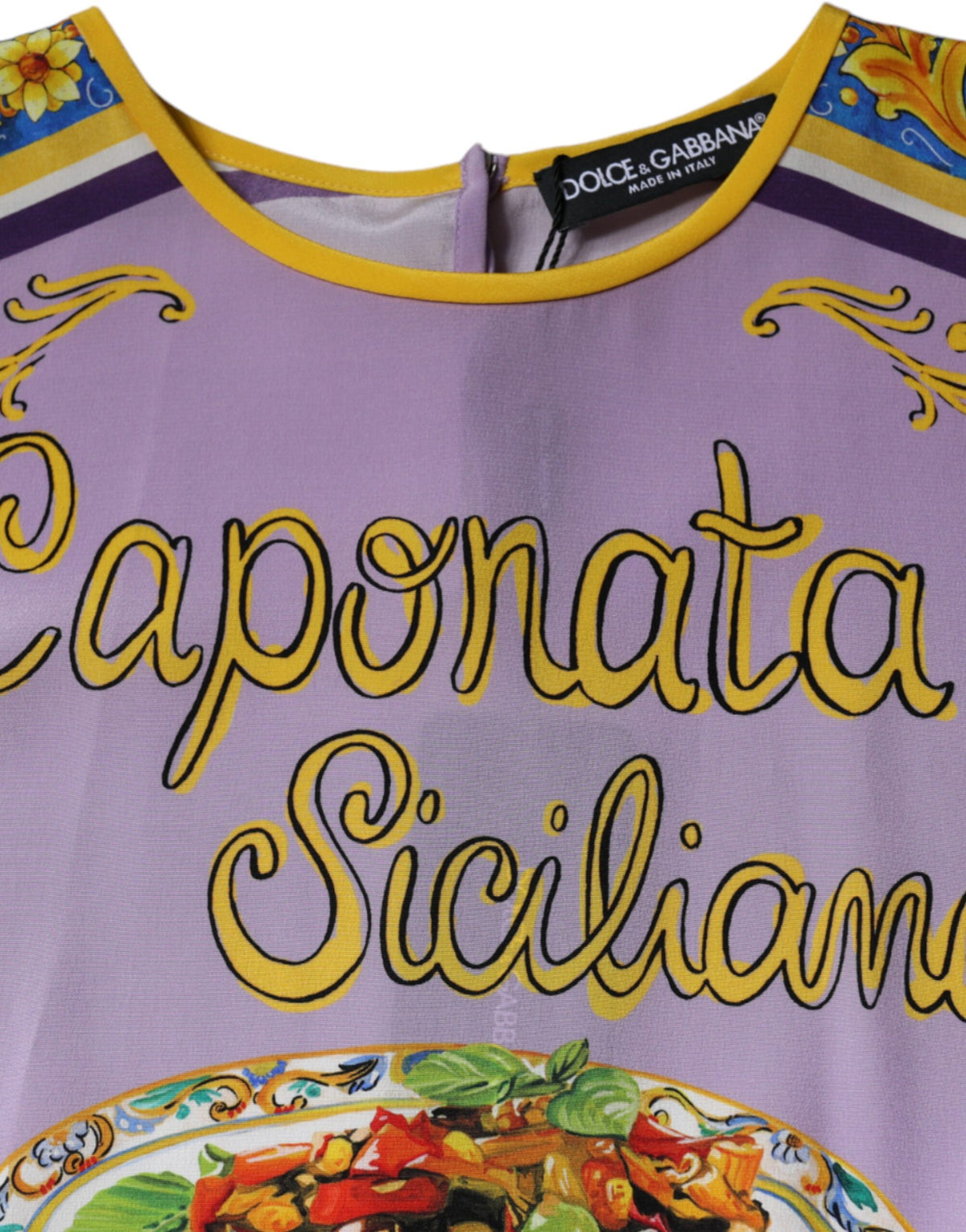 Dolce & Gabbana Purple Silk Caponata Siciliana Print Tank Women's Top
