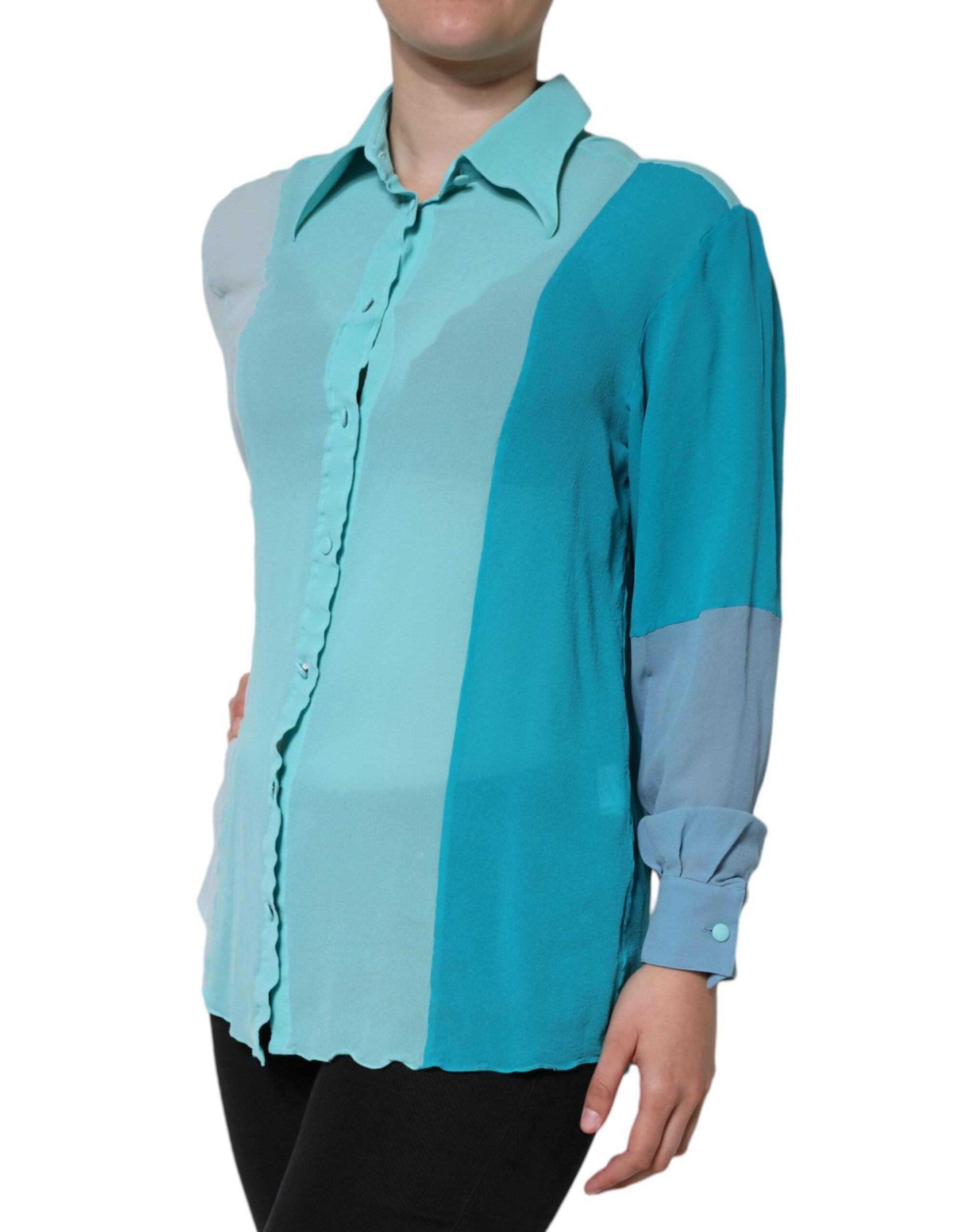 Dolce & Gabbana Multicolor Long Sleeve Button Blouse Women's Top