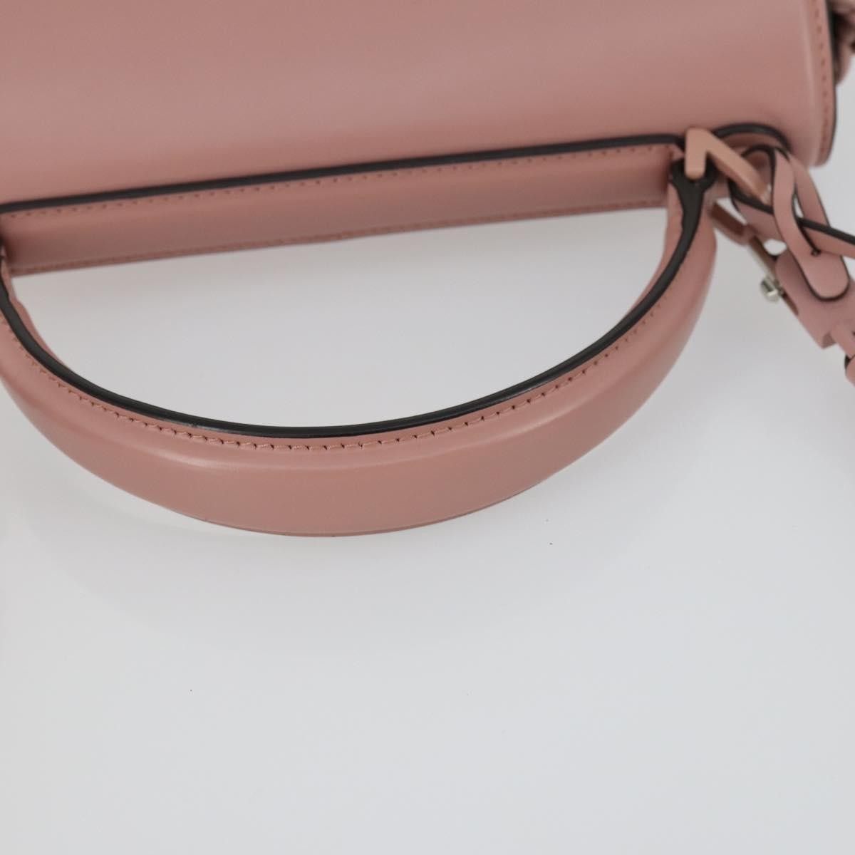 Salvatore Ferragamo Boxyz Top Handle Woven Leather Pink Leather Handbag (Pre-Owned)