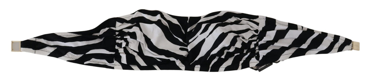 Dolce & Gabbana Black White Zebra Bandeau Swimwear Bikini Women's Top