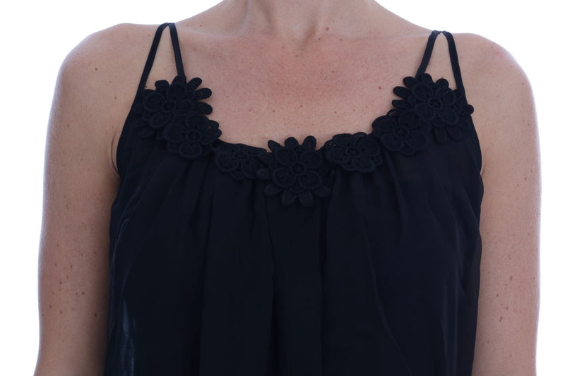 Dolce & Gabbana Elegant Black Silk Lace Chemise Women's Dress