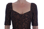 Dolce & Gabbana Black Brown Floral Brocade A-Line Women's Dress