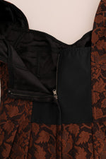 Dolce & Gabbana Black Brown Floral Brocade A-Line Women's Dress