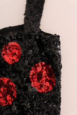 Dolce & Gabbana Black Red Polka Sequined Shift Women's Dress