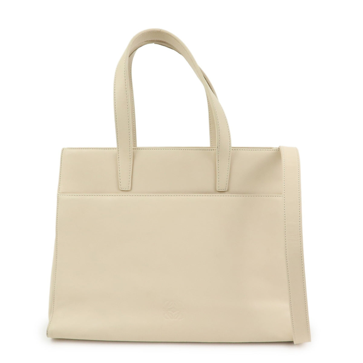 Loewe Anagram Leather Beige Leather Tote Bag Bag (Pre-Owned)