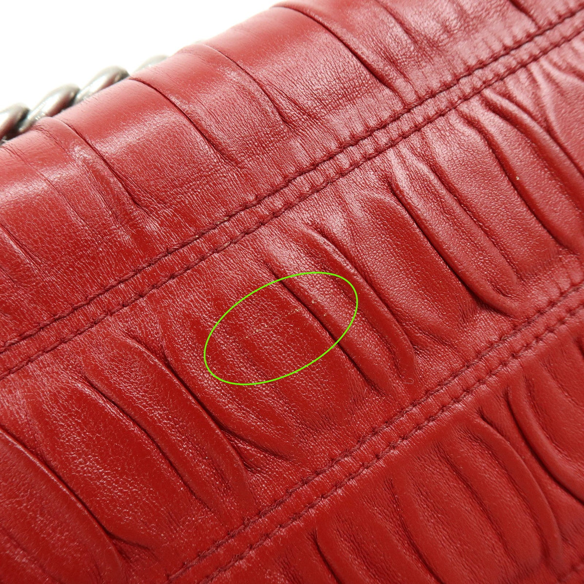 Prada Chain Flap Nappa Gaufre Red Leather Shoulder Bag Bag (Pre-Owned)