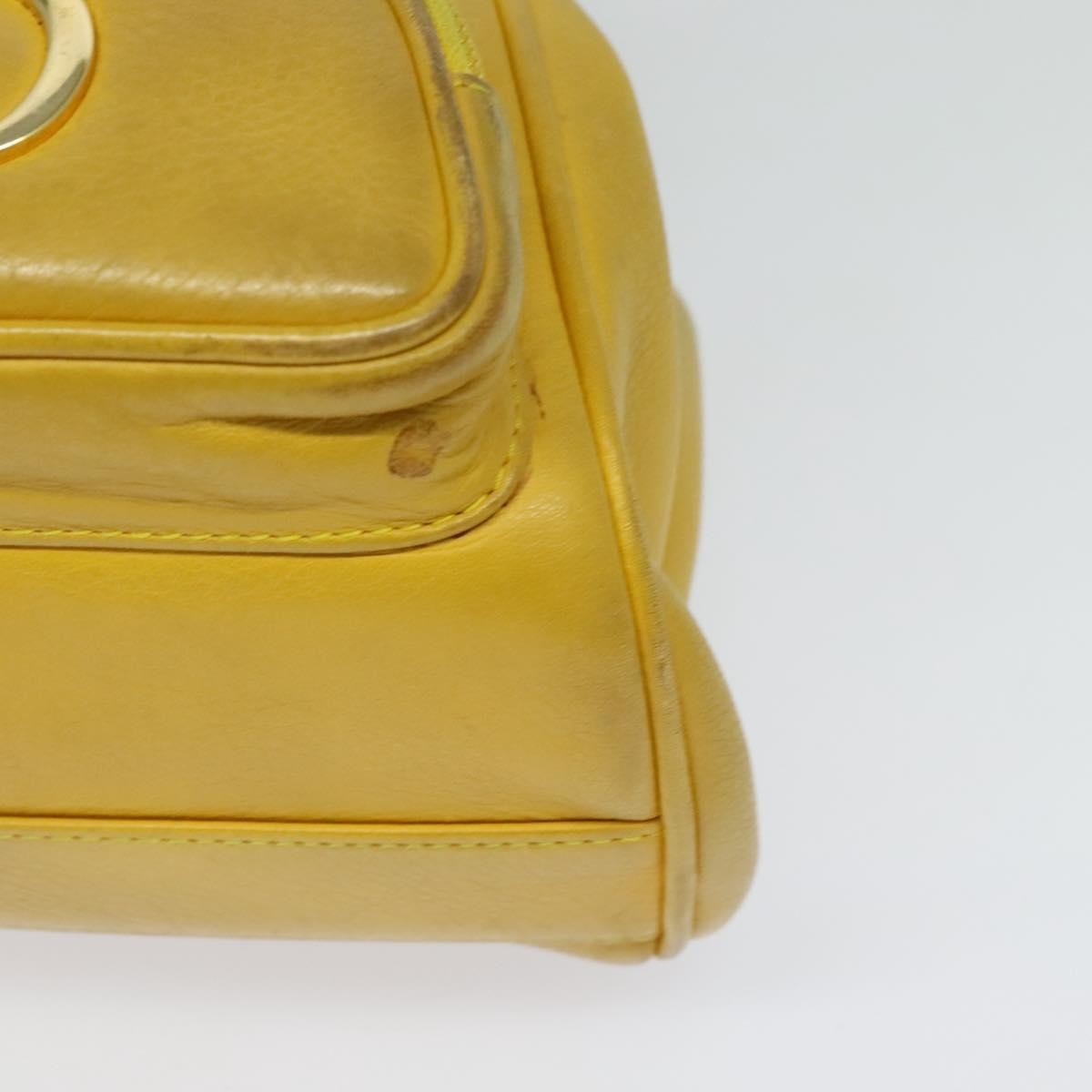 Christian Dior Vintage Flap Leather Yellow Leather Backpack Bag (Pre-Owned)