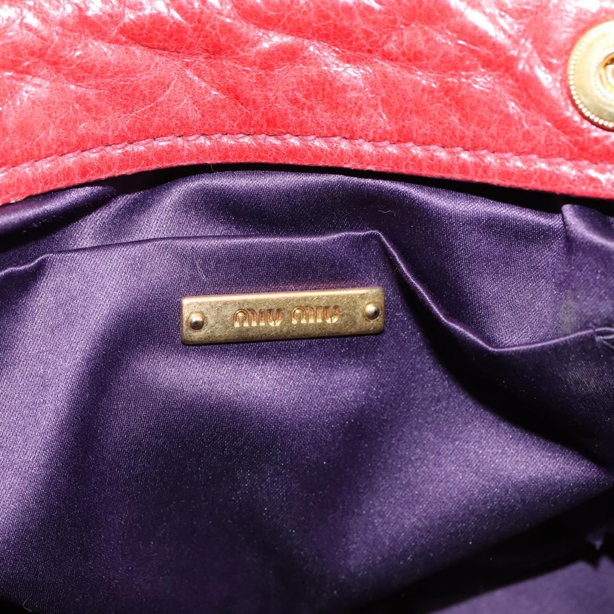 Miu Miu Coffer Convertible Satchel Matelasse Leather Red Leather Handbag (Pre-Owned)