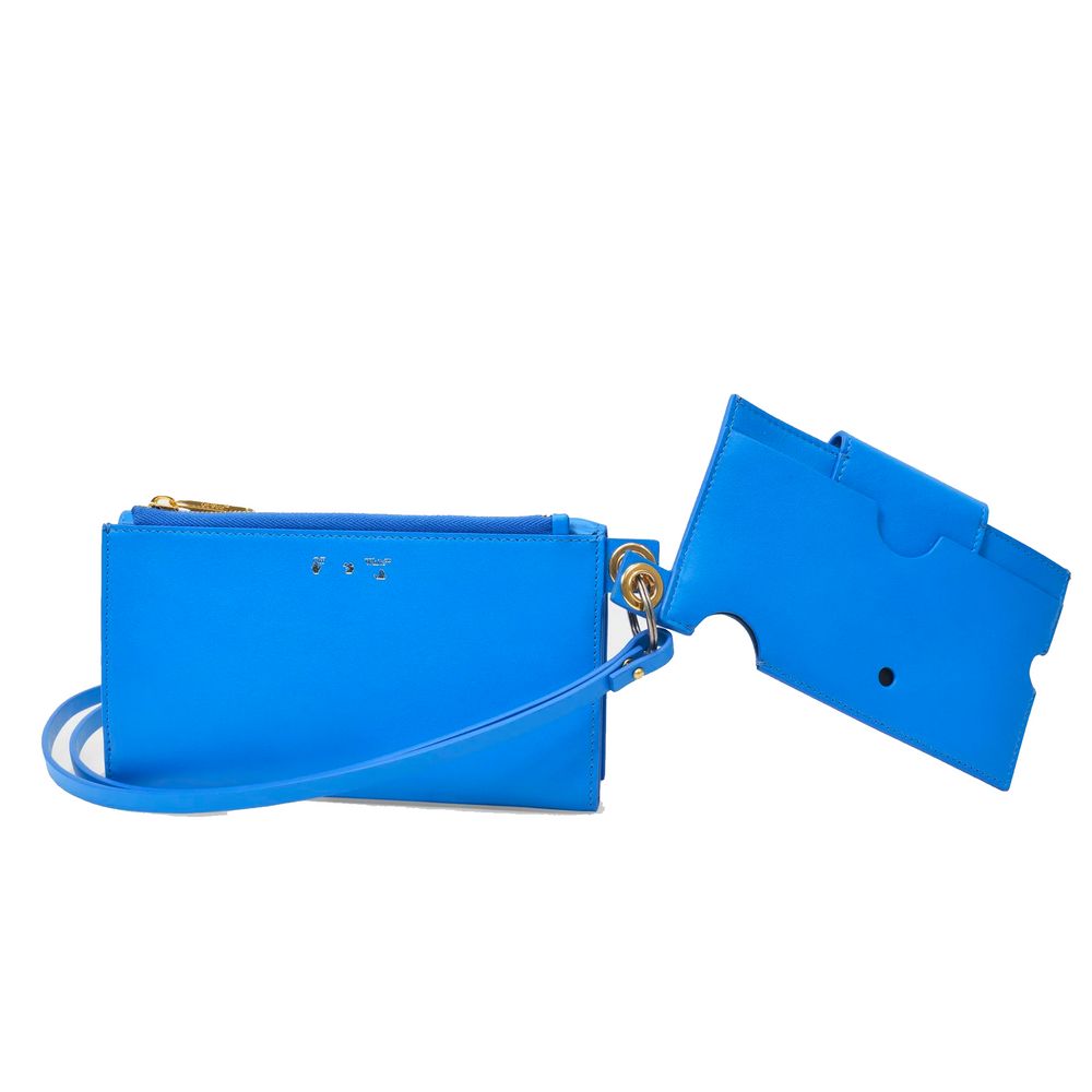 Off-White Blue Leather Shoulder Men's Bag