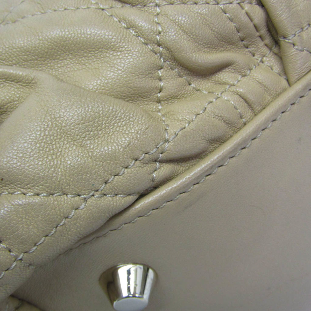 Christian Dior Lady Cannage Matelassé Beige Leather Handbag (Pre-Owned)