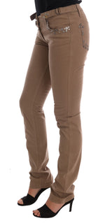 Costume National Beige Cotton Stretch Slim Fit Women's Jeans
