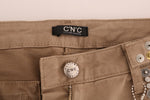 Costume National Beige Cotton Stretch Slim Fit Women's Jeans