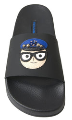 Dolce & Gabbana Elegant Black Leather Slide Women's Sandals
