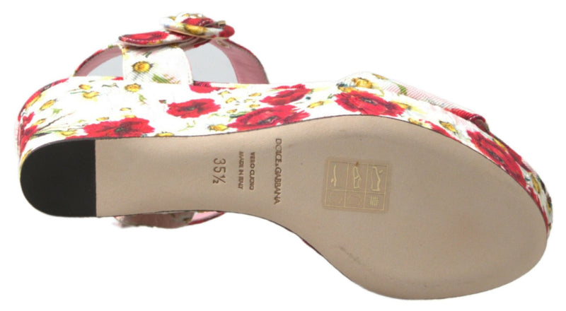 Dolce & Gabbana Floral Ankle Strap Wedge Women's Sandals