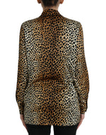 Dolce & Gabbana Elegant Brown Animal Print Silk Women's Blouse