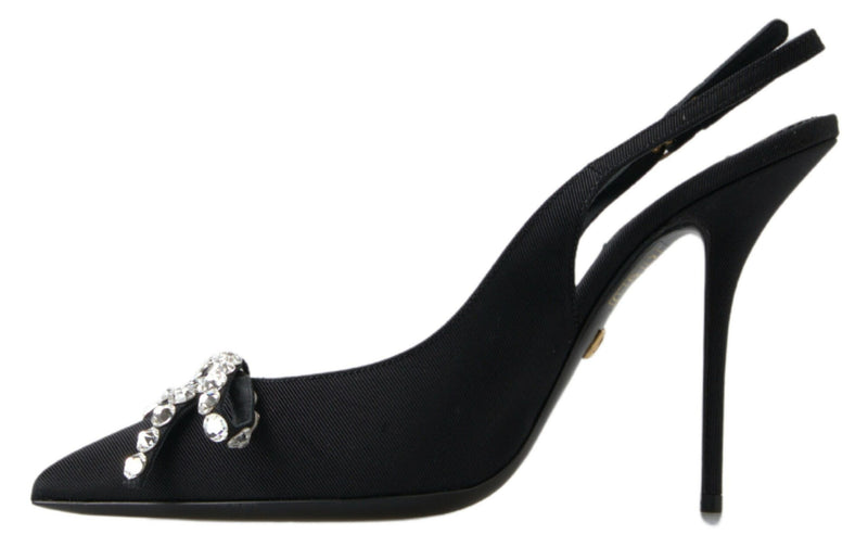 Dolce & Gabbana Embellished Black Slingback Heels Women's Pumps
