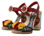 Dolce & Gabbana Multicolor Crystal Leather Amore Heels Women's Sandals