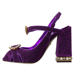 Dolce & Gabbana Purple Ankle Strap Sandals Crystal Women's Shoes