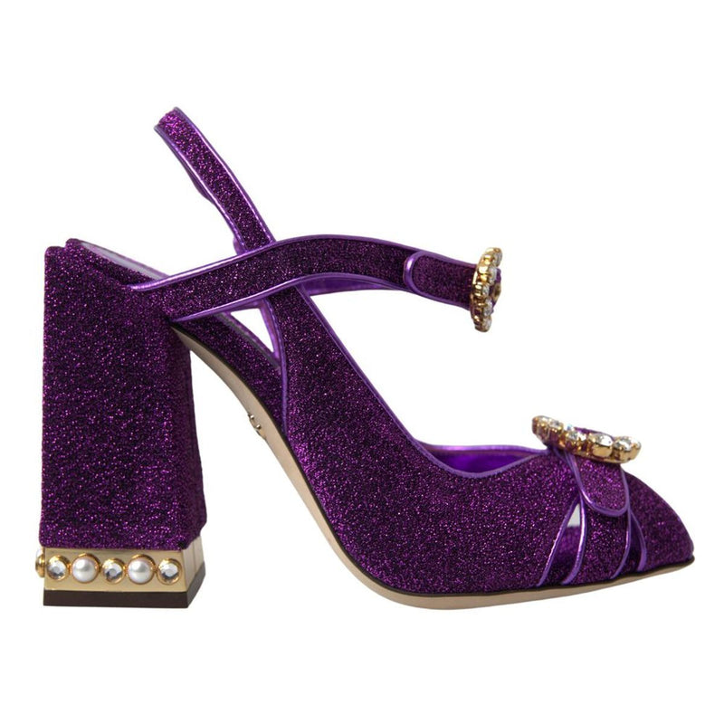 Dolce & Gabbana Purple Ankle Strap Sandals Crystal Women's Shoes