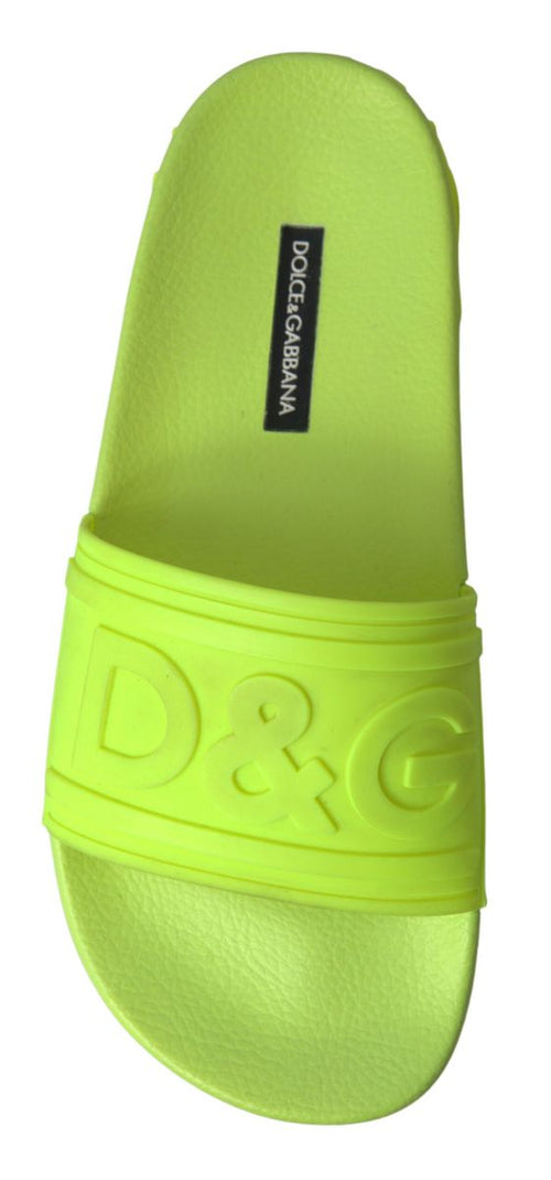 Dolce & Gabbana Elegant Yellow Green Slide Women's Sandals