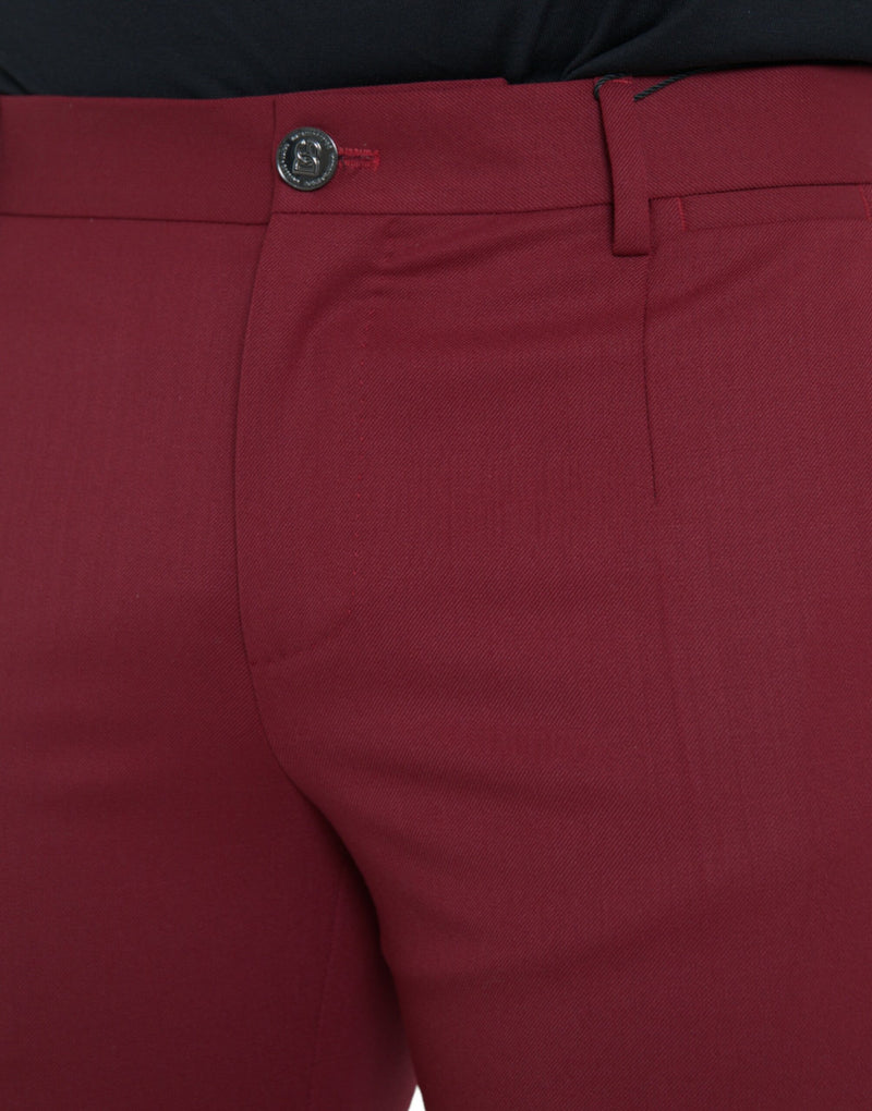 Dolce & Gabbana Red Wool Men Slim Fit Dress Men's Pants